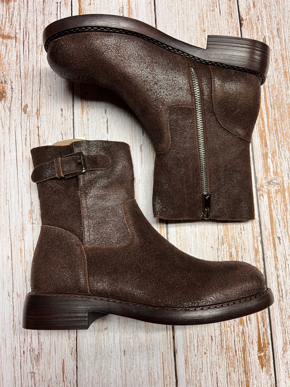 Women’s Brown Suede Zip Ankle Boots